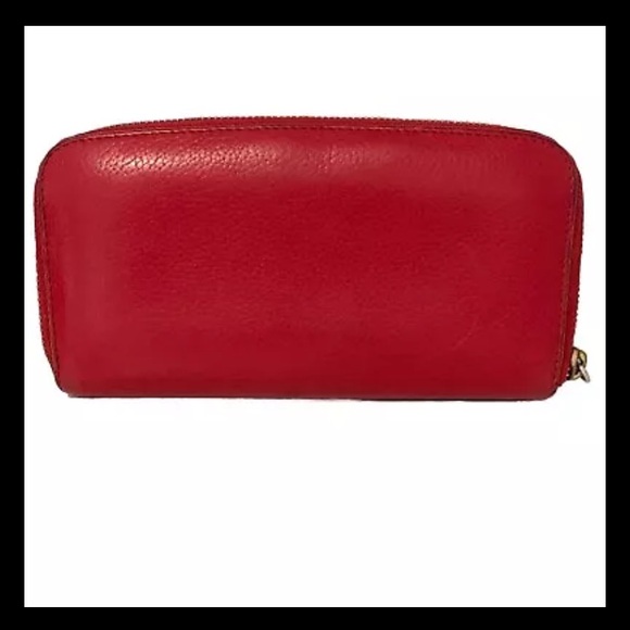Authentic Jimmy Choo RED Long Zip Around Large Leather Wallet Made In Italy - Picture 3 of 14